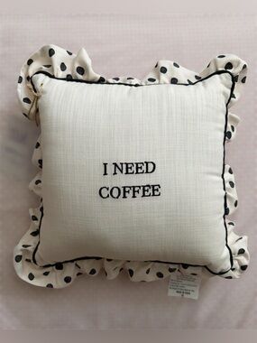 I need coffee Pillow Ruffles Valeria Amelia NWT tik tok viral